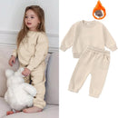 2026 Neuheiten Kleidung für kleine Mädchen Trainingsanzug 2-teiliges Set Warmer Fleece Einfarbiger Pullover+Hose Loungewear-Anzug für Kinder