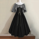 Women Patchwork Medieval Renaissance Dress Halloween Gothic off Shoulder Retro Long Dress