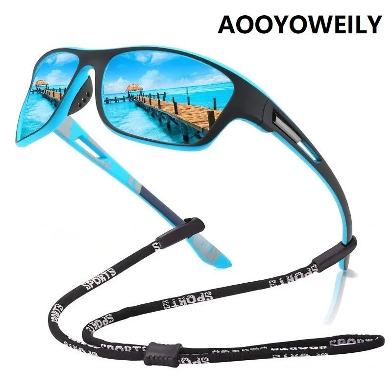 Luxury Fishing Polarized Sunglasses For Men Women Running Hiking Sports Driving Sun Glasses With Chain Male Sport Eyewear UV400