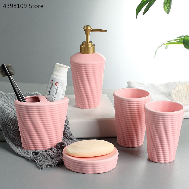 Nordic Black Frosted Bathroom Set Art Modeling Ceramic Lotion Bottle Toothbrush Holder Soap Tray Creative Fashion Toiletries