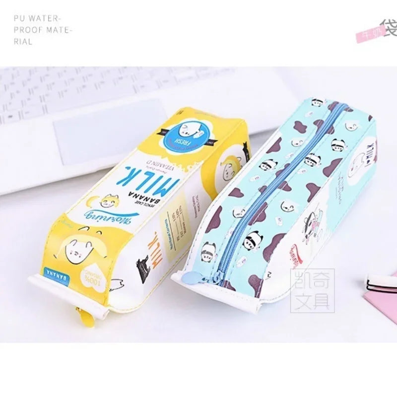 Milk Carton Bag Pupil Cute Pencil Case Creative Large   Female Stationery Box Pink Strawberry Rabbit Make Up Cosmetics