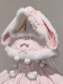 The Rabbit Hour | Lolita Two-Piece Slip Dress and Furry Hooded Cape Set