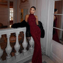 The Crimson Line | Sequin Sleeveless Maxi Gown