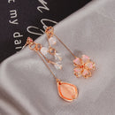 Korean Elegant Flower Butterfly Earrings For Women Exquisite Crystal Zircon Long Tassel Drop Earrings Girls Temperament Jewelry