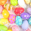 12pcs Plastic Painted Easter Eggs Hanging Ornament DIY Easter Egg Pendant For Home tree Decoration Happy Easter Party Kids gift