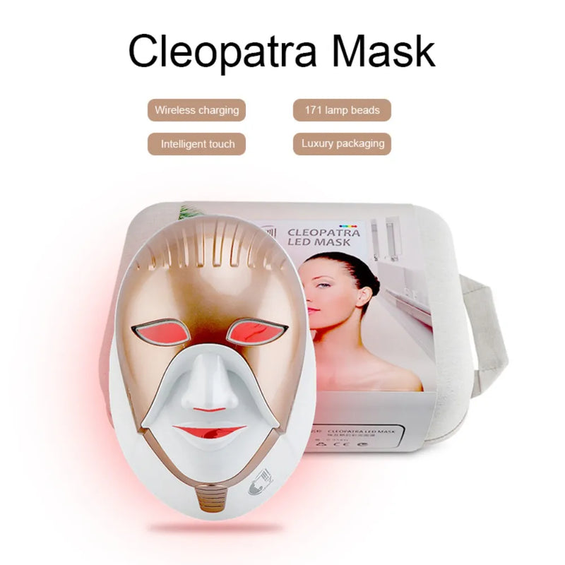 PDT Led Mask Photodynamic 8 color Facial Cleopatra LED Mask 630nm red light Smart Touch Face Neck Care Machine