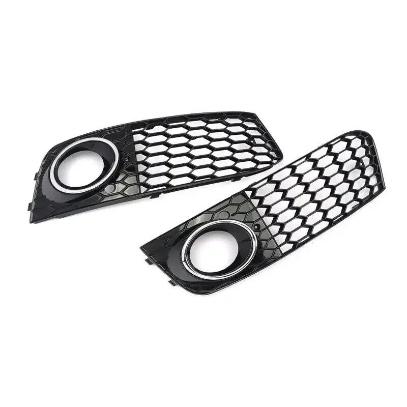 Front Bumper Fog Light Lamp Mesh Grille Honeycomb Cover For Audi A4 B8 2009-2012