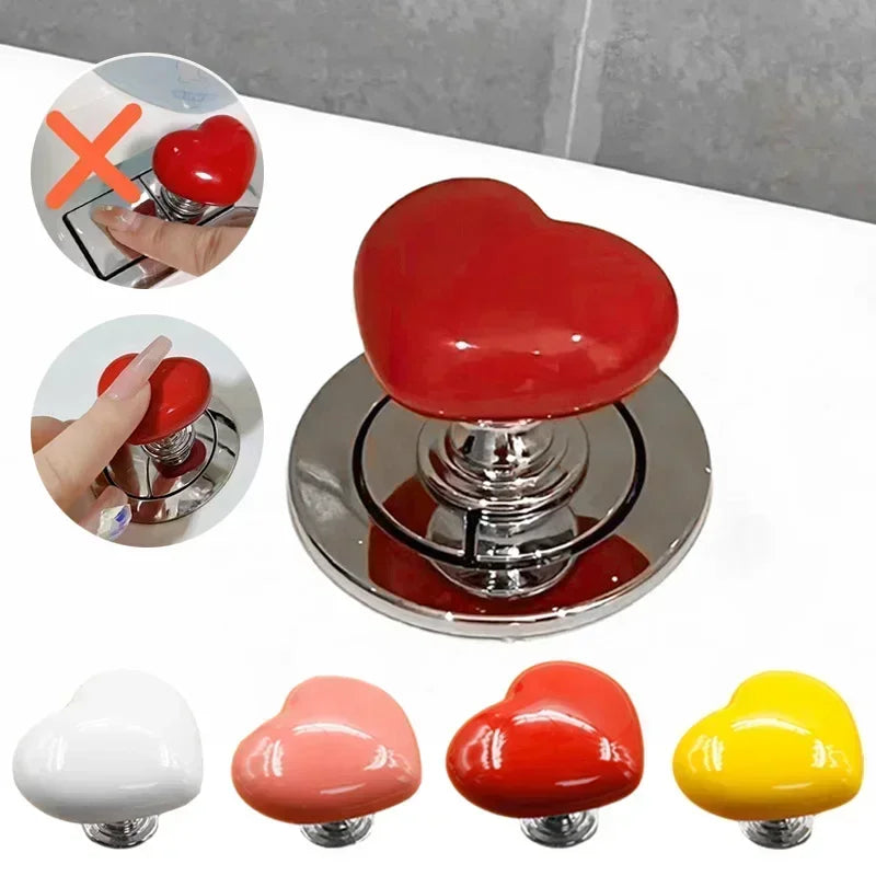 Toilet Press Button Kawaii Handle Heart Shaped Toilet Press for Bathroom Water Tank Buttons Bath Room Decor Accessories 변기손잡이