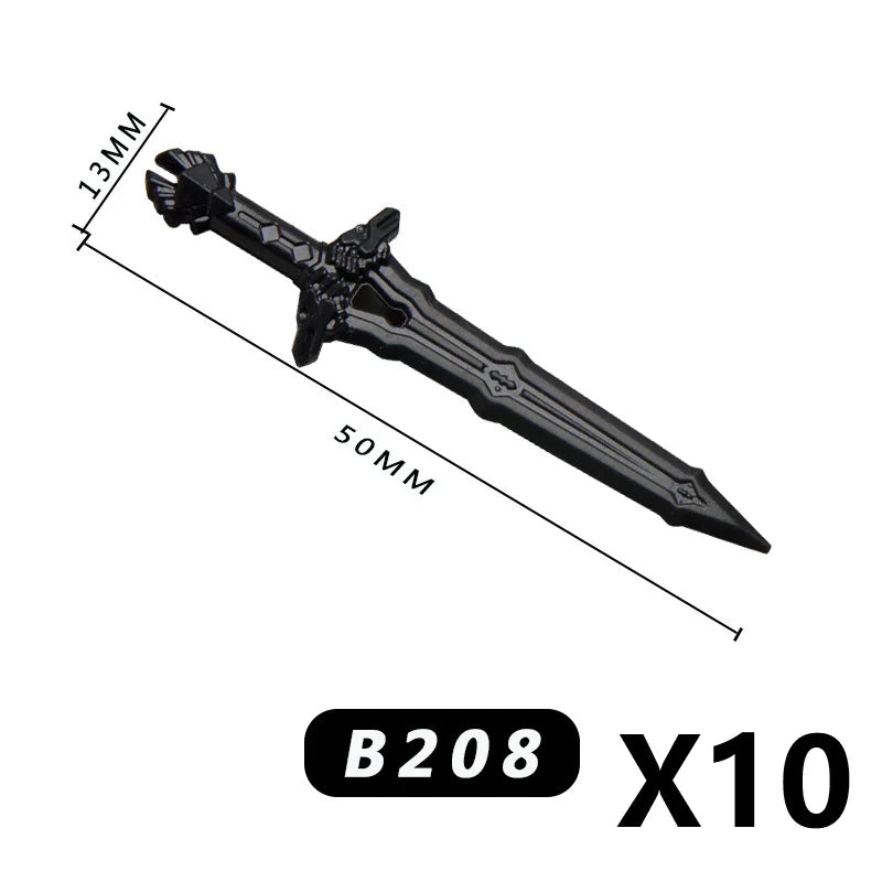 Medieval MOC Weapon Figure Accessories Building Blocks Soldiers Sword Shield Bow Arrow Trident Hammer Axe Spear Brick Kid Toy