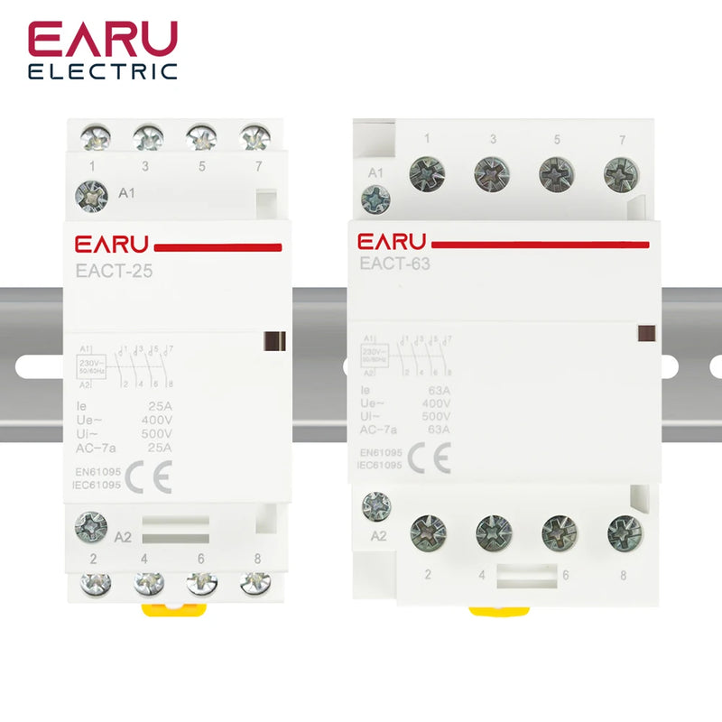 2P 4P 16A 20A 25A 32A 50A 40A 63A AC 220V 50/60Hz Din Rail Household Modular AC Contactor Switch Controller DIY Smart Home Hotel