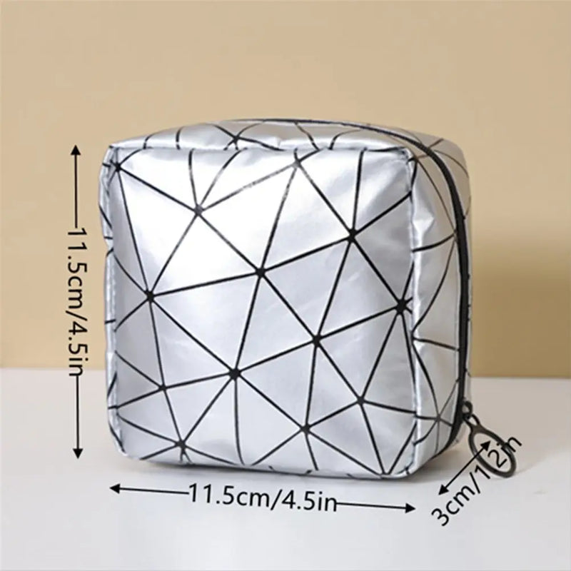 Rhombus Pattern Sanitary Napkin Storage Bag Multifunction Reusable Napkin Organizer Portable Women Pad Pouch Bags