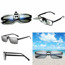 KLASSNUM Photochromic Polarized Clip on Sunglasses Men Chameleon Clip Glasses for Myopia Day Night Driving Eyeglasses Narrow