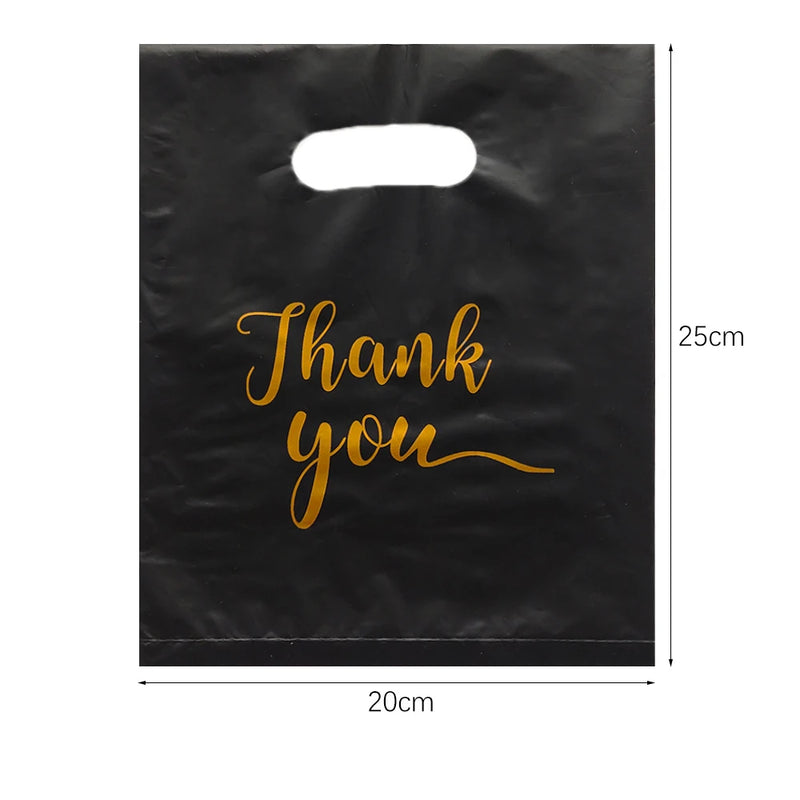 100/50/10Pcs Thank You Gift Bags Wedding Birthday Guest Gift Wrap Plastic Shop Bags Small Business Candy Pastry Store Packaging