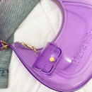 Fashion Half Moon Shoulder Bag For Women 2025 Summer Waterproof PVC Transparent Crossbody Bag 8 Colors Jelly Mobile Phone Purse
