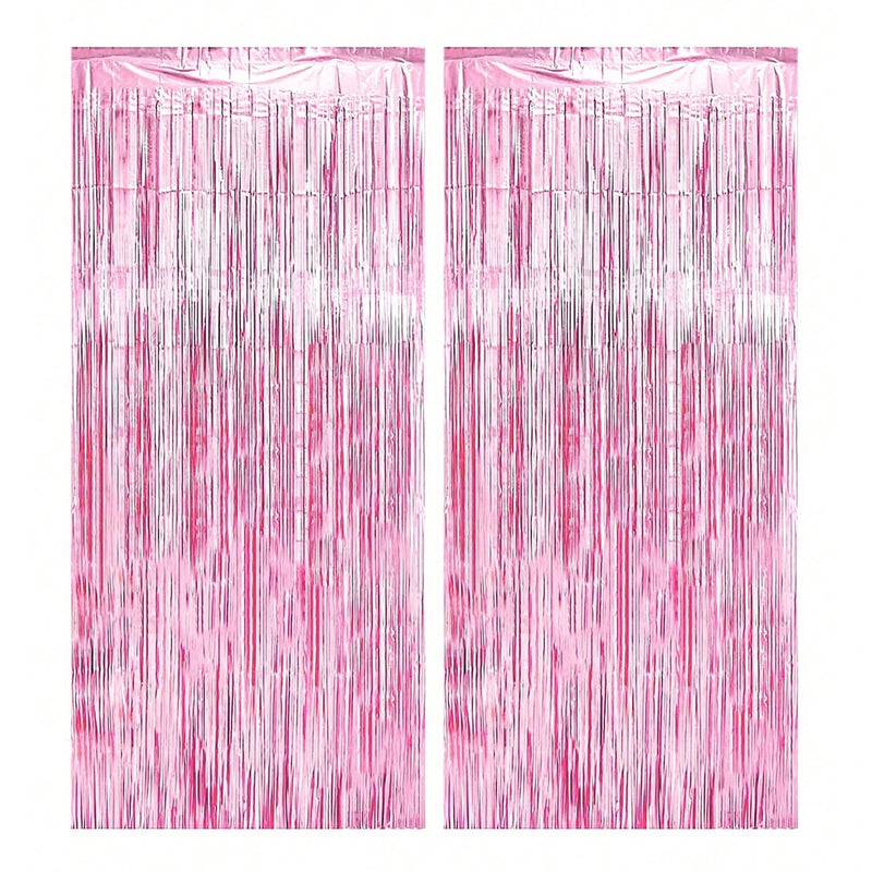 2Pcs 2m Tinsel Curtain Birthday Wedding Bachelorette Party Decoration Background Graduation Bridal Shower Independence Day