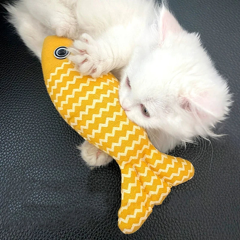 Cat toys self-stimulating and relieving boredom bite-resistant teeth-cleaning burlap fish molar toys cat toys cat simulation fis