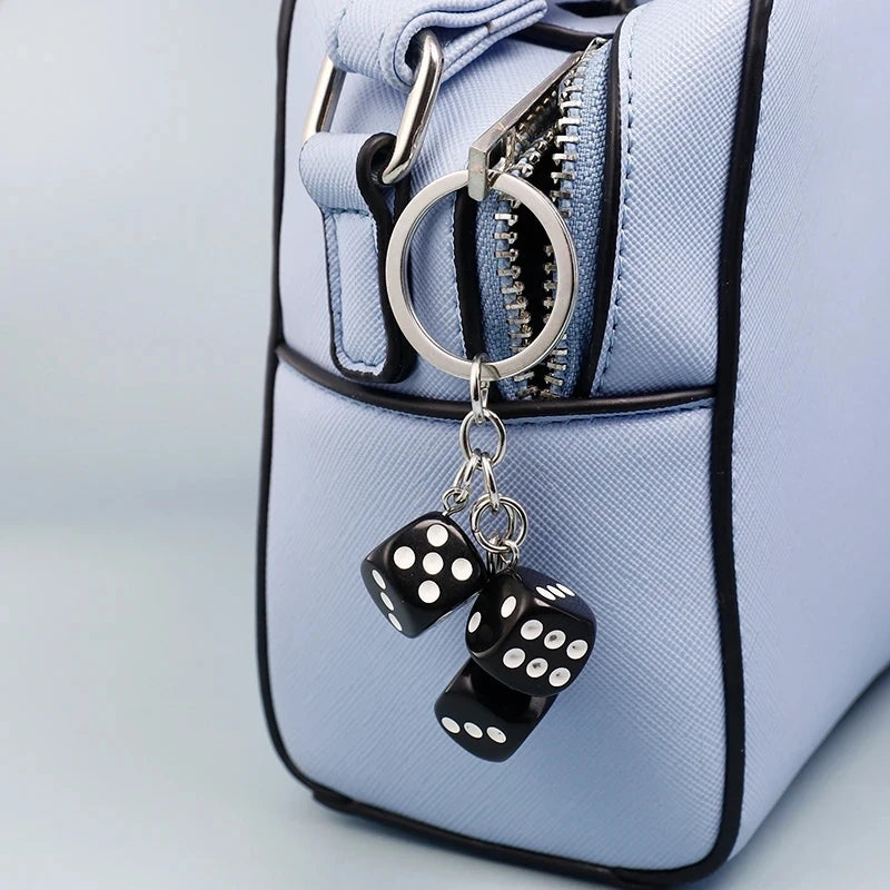 Creative Colourful Dice Keychain Fashion 3D Resin Dice Handbag Pendant For Women Men Car Key Holder Key Accessories Funy Gifts