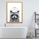 Adorable Raccoon Bathroom Roll Paper Prints Wall Art Canvas Painting Funny Toilet Poster Animal Cute Pictures Home Decoration