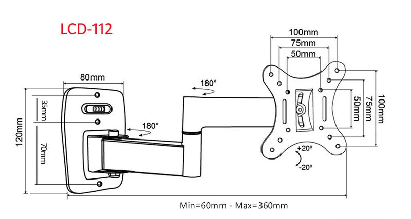 (RU) free shipping LCD-111 LCD-112 10"24" 30"tiltable full motion retractable swivel LED PLASMA tv wall vesa bracket mount