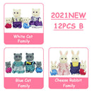 Easter Bunny 10-18Pcs Forest Family Miniture Animals Doll Toy Simulation 1:12 Reindeer Panda Figure Girl Dollhouse Birthday Gift