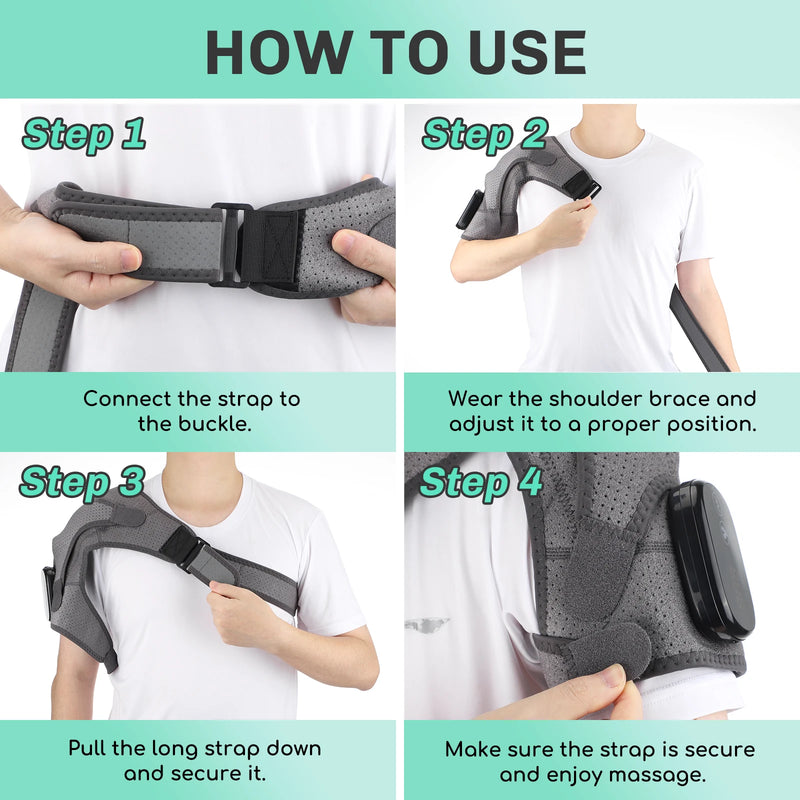 Adjustable Heating Vibration Shoulder Brace Support, Electric Heating Pad for Shoulder, Left and Right Shoulder Massager Warming