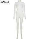 Habbris Fall Ribbed Black Jumpsuit Women Turtleneck Long Sleeve Jumpsuit White Bodycon Jumpsuit Winter One Piece Outfits Women