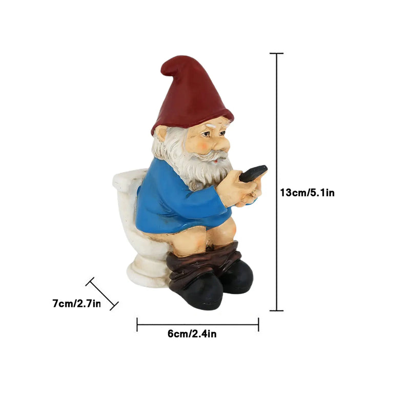 Cute Creative Naughty Gnome Dwarf Garden Decor Statue Old Man Fairy Ornament Easter Dumbbell Weightlifting Gnome Sculpture
