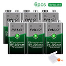 PALO 6F22 9V Ni-MH Akku 9 V 300mAh Batterien 9 Volt geringe Selbstentladung 9 Volt Batterie mit Smart Charger