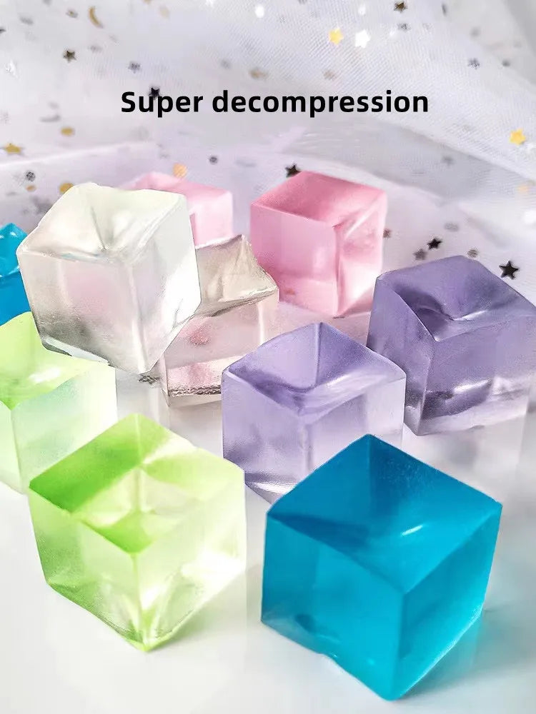 10 Pcs Mini Ice Cube Squishy Toys Release Stress Transparent Small Ice Block Pinch Children Squeezing Toy Birthday Gifts