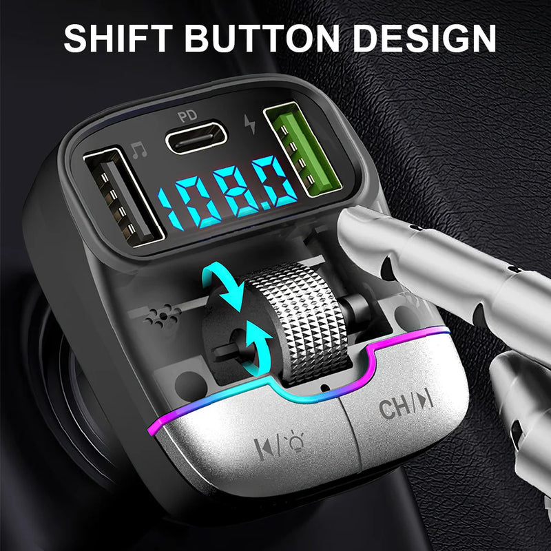 Bluetooth 5.3 Fm Transmitter Wireless Dual USB PD Adapter MP3 Player 3.1A Fast Charger Car Accessories