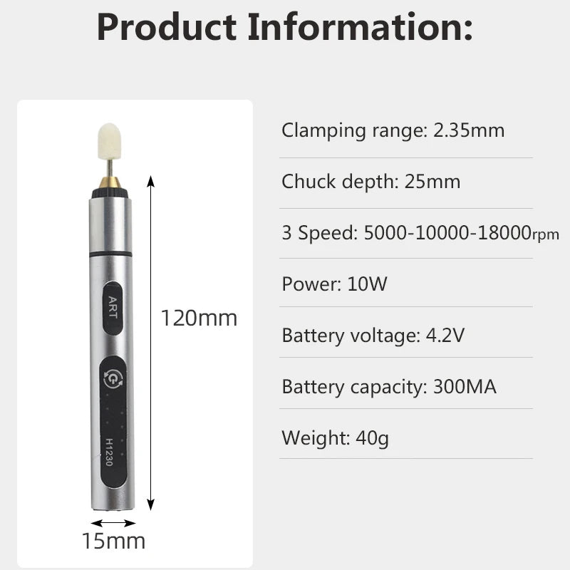 Mini Wireless Drill Electric Carving Pen 3 Speed USB Cordless Drill Rotary Tools Engraver Pen for Wood Metal Jade Seal Carving