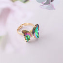 Fantasy Rhinestone Butterfly Ring Adjustable Opening Finger Ring Romantic Colorful Women's Jewelry Exquisite Gifts Accessories