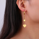 Skyrim Stainless Steel Gold Color Hoop Earrings Women Heart Star Saturn Pendant Tassel Earrings Fashion Jewelry Christmas Gift
