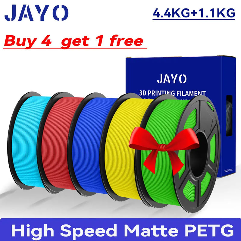 JAYO PETG 3D Filament 1.75MM High Speed PETG 3D Printer Filament 4Rolls High Flow Speedy Matte Effect 3D Printing Mateials