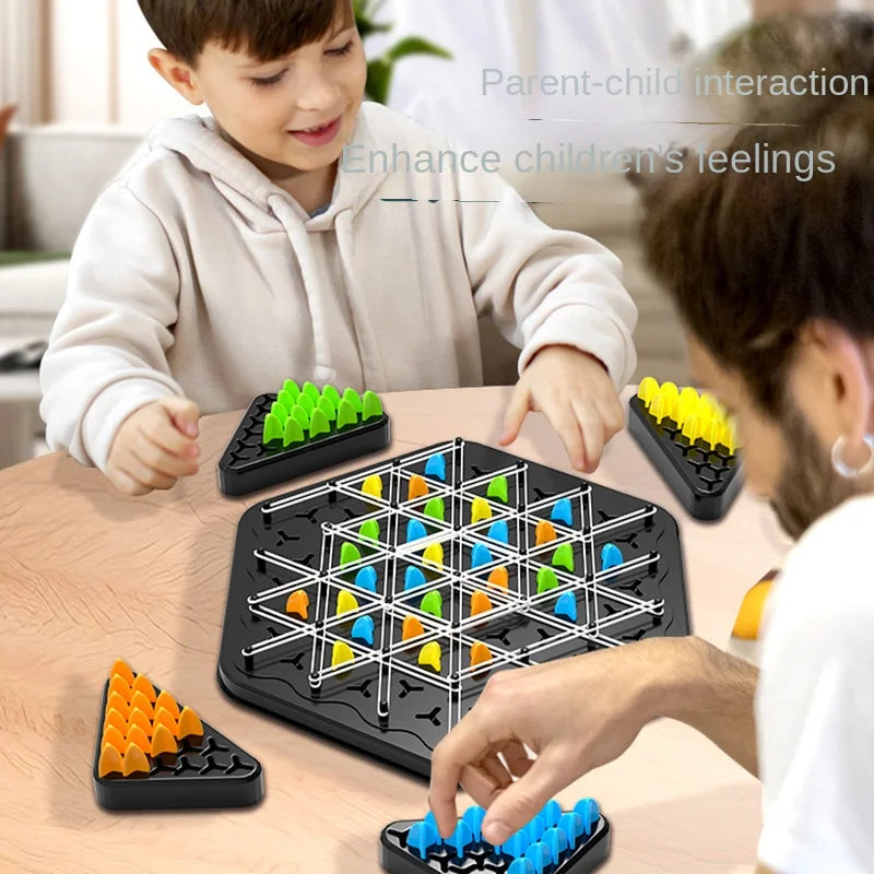 Chain Triangle Chess Game Board Game Rubber Band Geometry Puzzle Party Battle Set for Family Multiplayer Logical Thinking