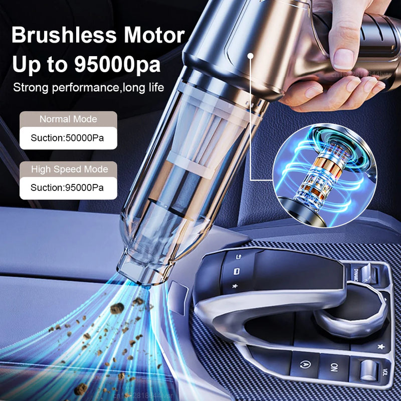 Car Vacuum Cleaner 95000PA Portable Wireless Vacuum Cleaner Strong Suction Handheld Vacuum Cleaner Powerful Blower for Car Home