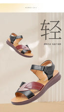 New genuine leather soft sole comfortable sandals with leaf logo Mom's shoes Women's sandals Office hiking Summer hot selling