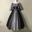 Women Patchwork Medieval Renaissance Dress Halloween Gothic off Shoulder Retro Long Dress