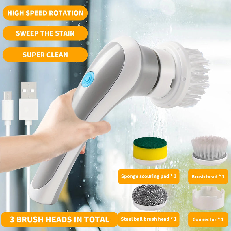 3-in-1Multifunctional Wireless Electric Cleaning Brush Bathroom Wash Brush Housework Kitchen Cleaning Dishwashing Brush Bathtub