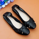 2024 Spring\Autumn Genuine Leather Shoes Woman Flats Work Classi Fashion Bowknot Female Casual Ballet Ladies Shoes Plus Size 44
