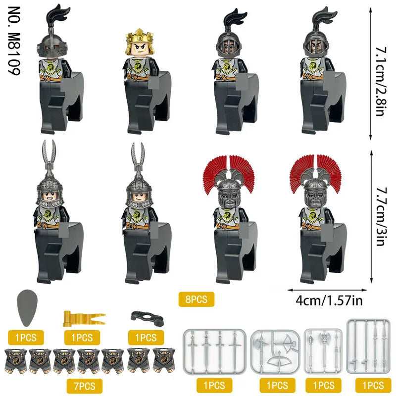 Medieval Centaur Soldier Figures Building Bricks Knights Army King Queen Accessories Castle Military MOC Blocks Weapon Set Toys