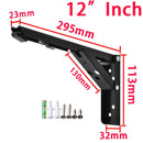 2pcs 8"-14" Black Folding Shelf Bracket Heavy Duty White Collapsible Shelf Bracket Hardware for Table Work RV Car Saving Space