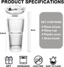 20oz Glass Cold Cup with 2-in-1 Straw Lid, Resists Lipstick Transfer, Dishwasher Safe, Great for Iced Tea and Cold Brew