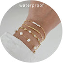 14K Gold Plated Stainless Steel WATERPROOF Layering Bracelet for Women Teen Girls, Dainty Summer Beach Boho Beaded Bracelet Set