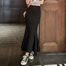 Blackskirt Women's Spring Autumn High-waisted A- line Skirt Fish Tail Vintage Long Dress Sensibility Niche Bodycon Skirt