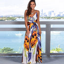 Summer New Women's Dress Long Sleeveless Printed Beach Tank Dress Fashionable European American Cross-border Style