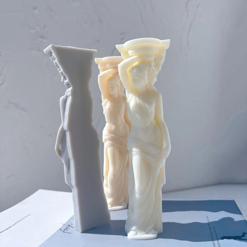 Caryatid Statue Candle Mold Greek Roman Goddess Bust Silicone Molds Greek Art Woman Sculpture Wax Tool