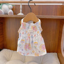 Pet Clothes Dogs Cats Spring and Summer Cute Cartoon Cotton Home Parent-child Clothing Teddy Bear Flower Dress Dog Cooling Vest