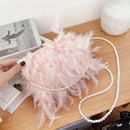 White Feather Handbag Women&