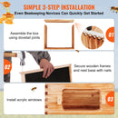 SucceBuy Bienenstock Tiefer Kasten Starter-Kit 100% Bienenwachs beschichtet Naturzedernholz Langstroth Bienenstock-Kit Transparentes Acryl